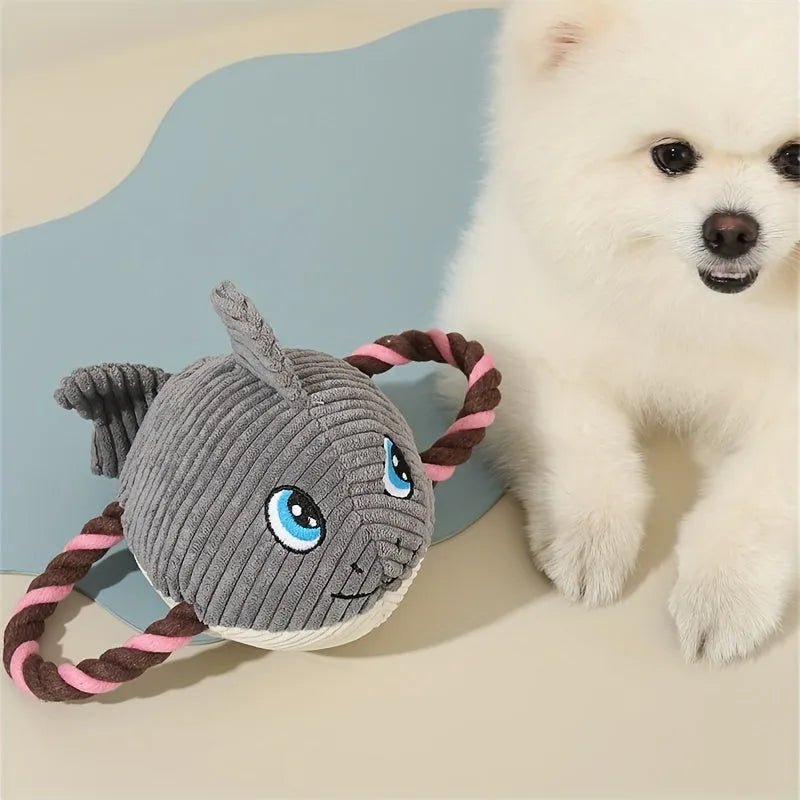 Turtle-shaped natural rubber dog chewing toy with knotted details in grey colour