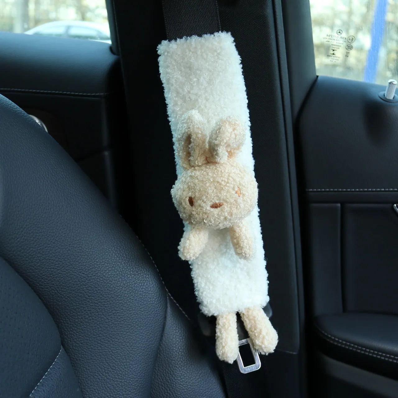 Cartoon lamb wool car seatbelt shoulder protector in rabbit and bear designs