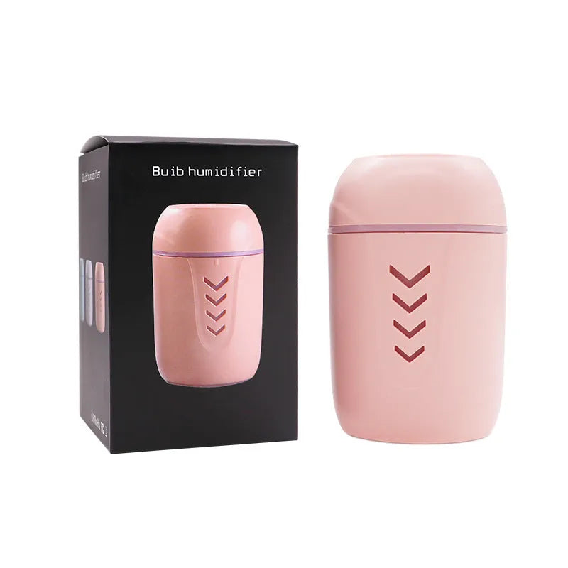 X3 portable car humidifier with columnar design in blue colour showing USB port and mist outlet