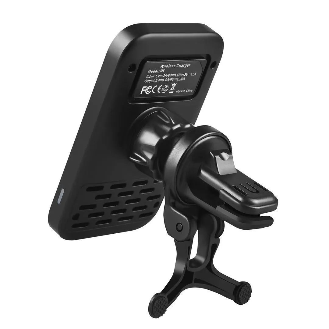 M6 black magnetic car bracket wireless charger with USB interface