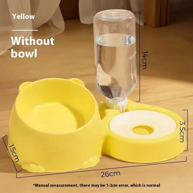 Double bowl automatic pet drinking fountain in haze blue colour with food and water compartments