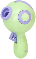 Green, orange or pink plastic dog treat launcher toy measuring 15.5cm with food dispensing and training functions