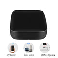Black universal infrared remote control with voice control and WiFi connectivity for home automation