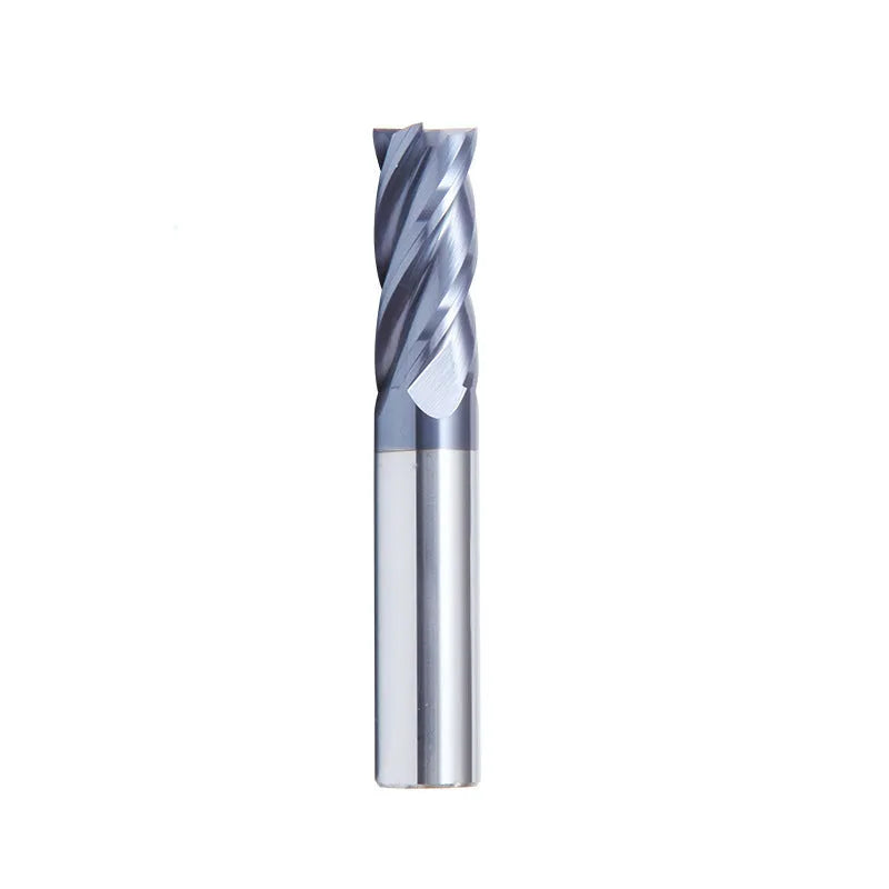 Hard alloy spiral milling cutter with straight shank and 4-slot design
