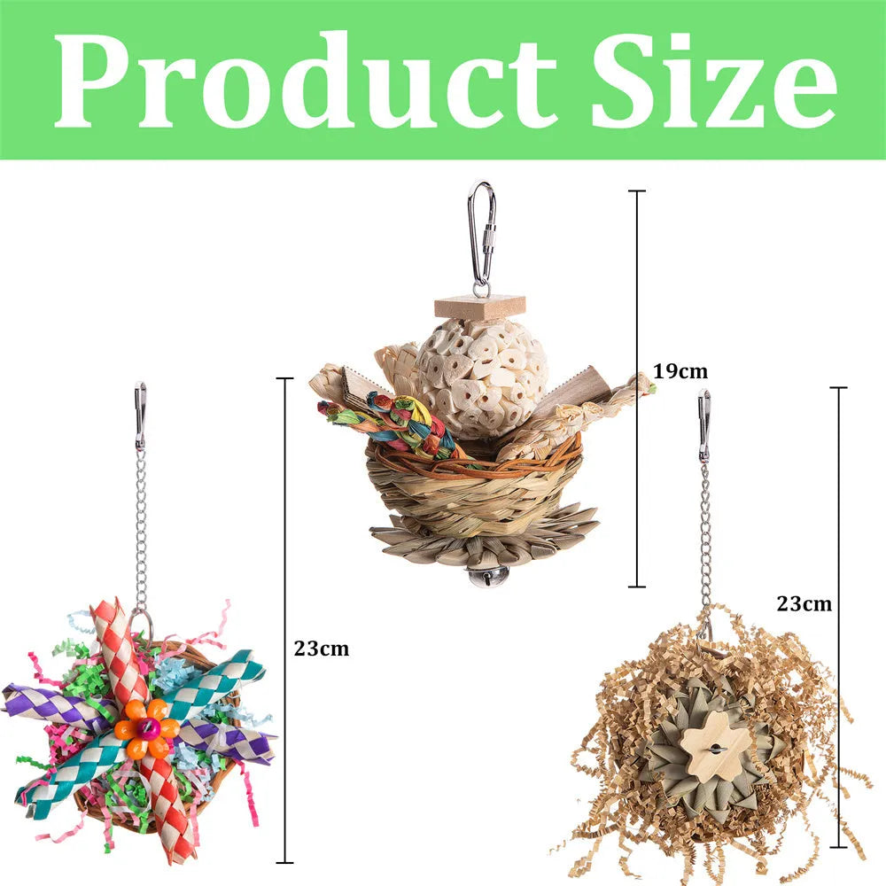 Parrot gnawing molar chewing toy for small to medium birds with textured surface