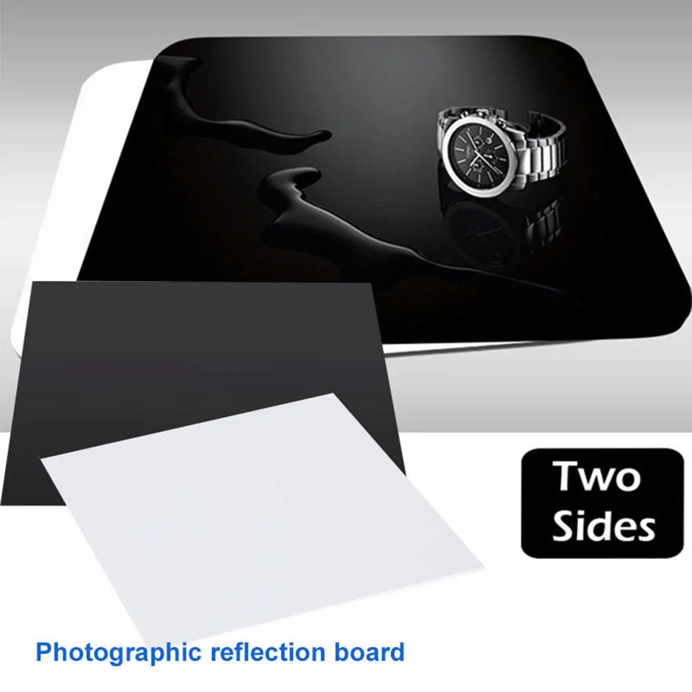 Black and white acrylic shooting reflection board photography background in three square sizes