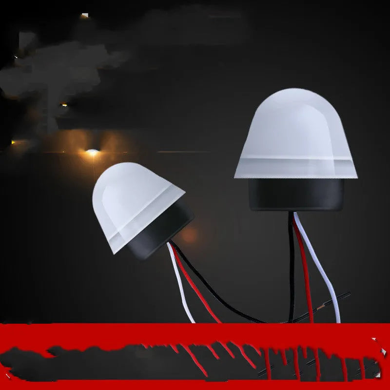 White outdoor automatic street lamp with sensor for garden and pathway lighting