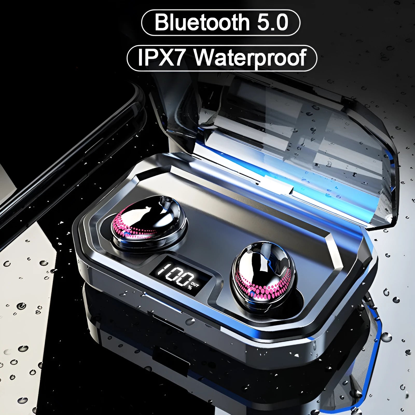 Black X10 Bluetooth wireless earbuds with a rectangular charging case.