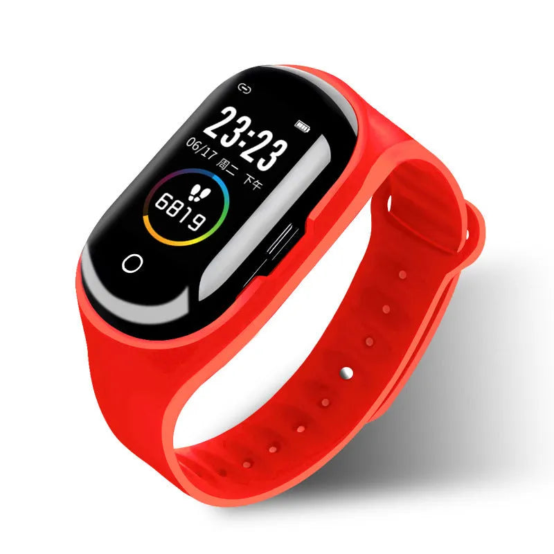 Smart bracelet earphone combo with 1-inch screen in silicone wristband showing activity tracking display
