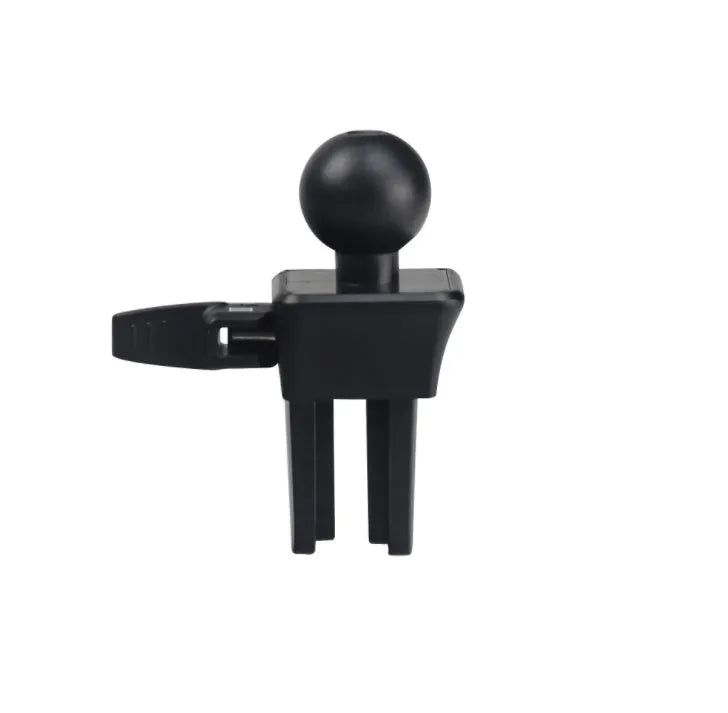 Black plastic car air conditioning vent mobile phone holder mounted on vehicle dashboard