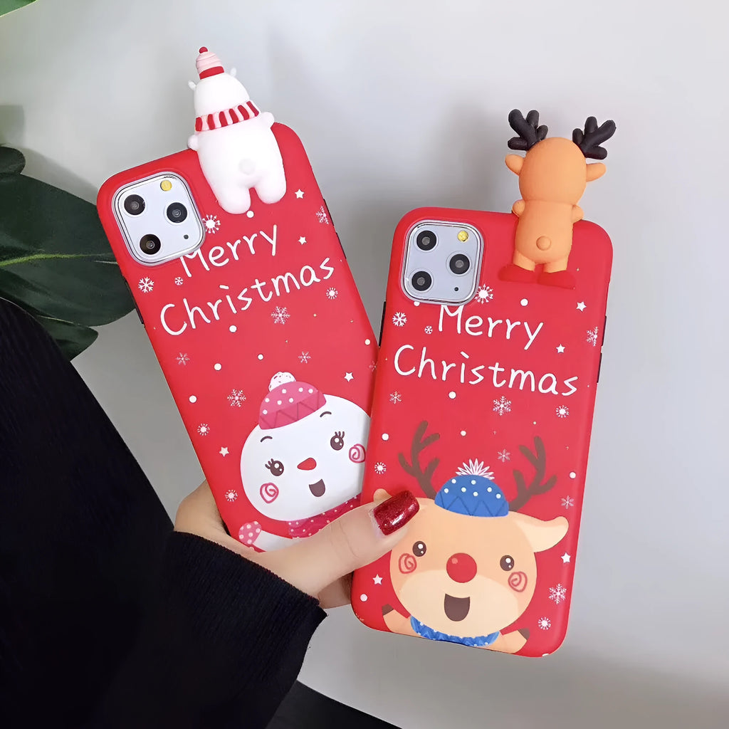 Christmas themed silicone back cover case for iPhone in one of four colour options