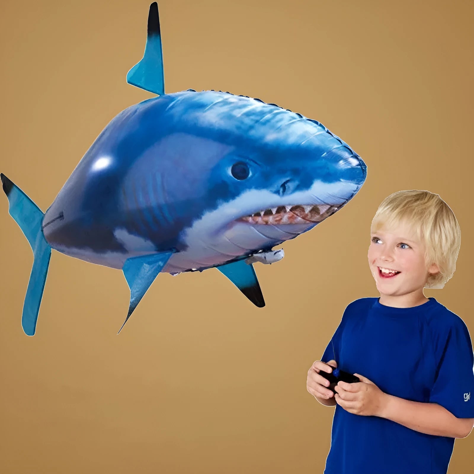 Remote control shark helium balloon toy measuring 57 inches long with infrared controller