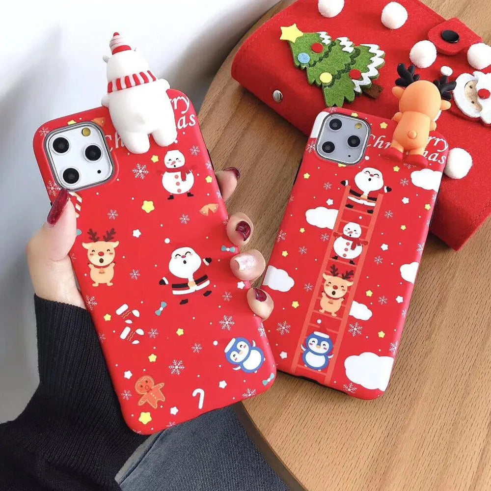 Christmas themed silicone back cover case for iPhone in one of four colour options