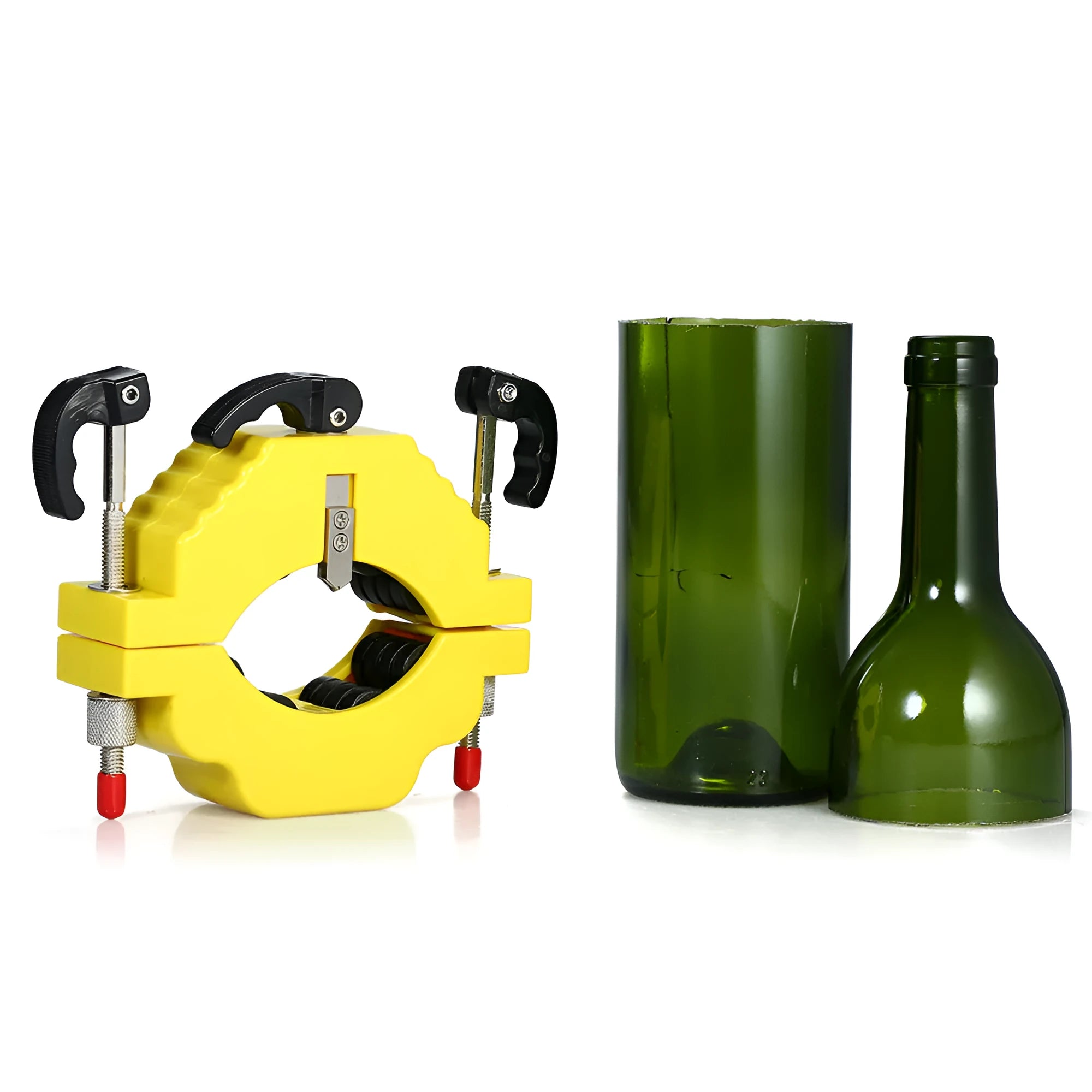 Yellow DIY bottle cutter tool for cutting glass wine and beer bottles