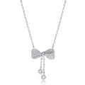 S925 sterling silver bow pendant necklace on adjustable 40cm-45cm O-ring chain