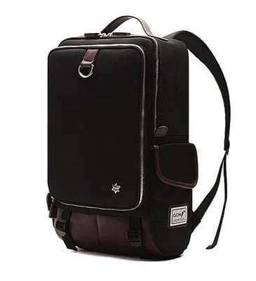 Modern Korean design Oxford cloth men's backpack in army green colour showing large capacity.
