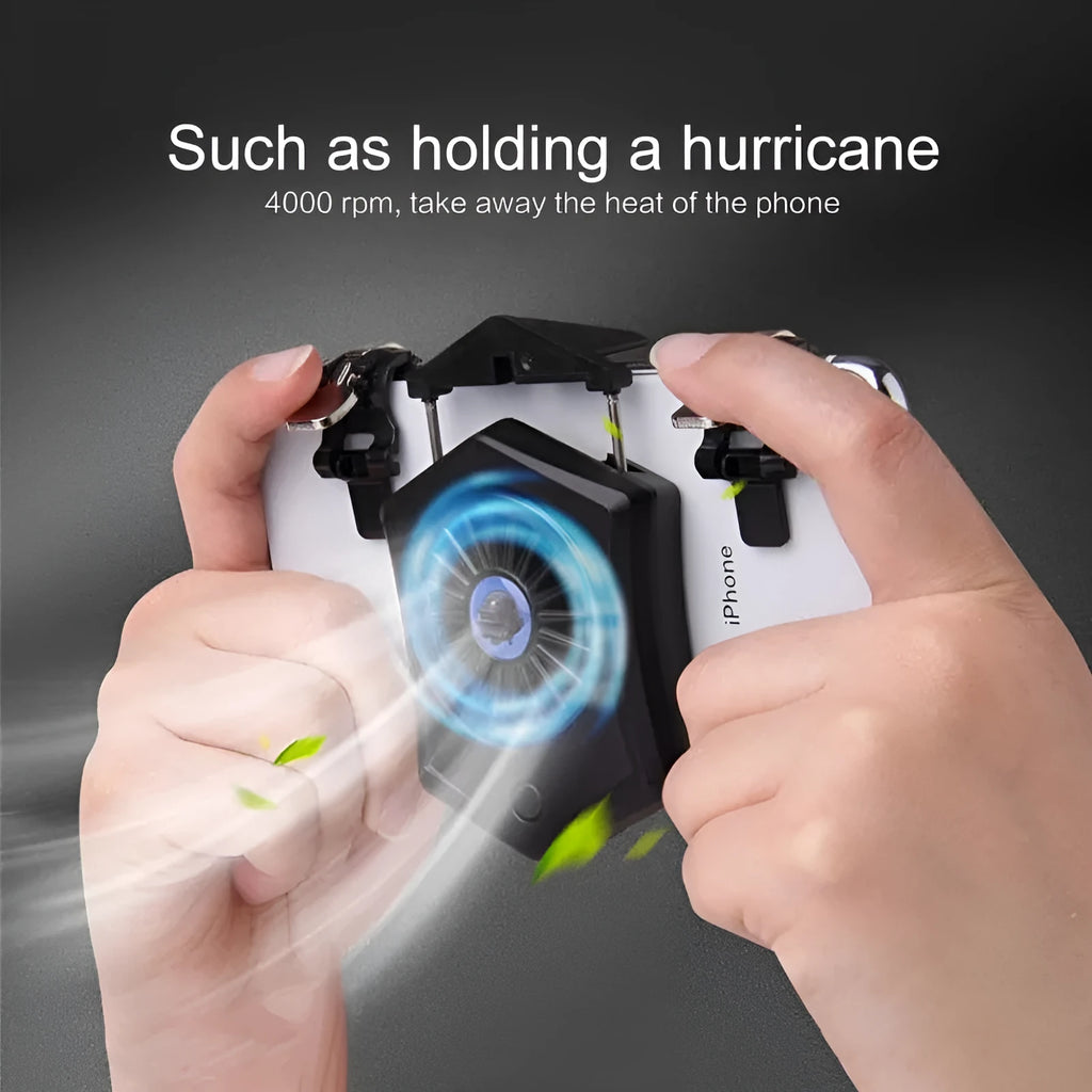 Black and white mobile phone radiator cooling fan with USB connector for gaming devices