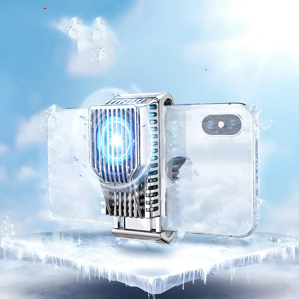 Black mobile phone radiator with clip for 4-7 inch devices showing aluminium and ceramic components