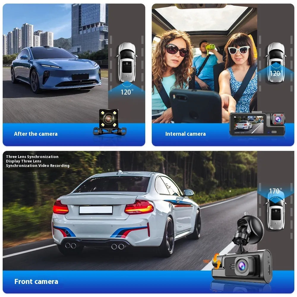 WiFi car dash cam with front and rear recording capability and 2.0-inch screen