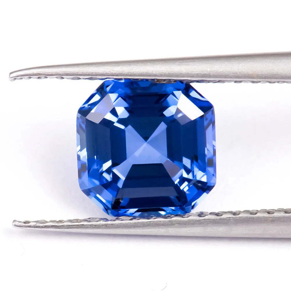 Royal blue Love Shaped Tiara Cultivate gemstone showing cutting process and colour