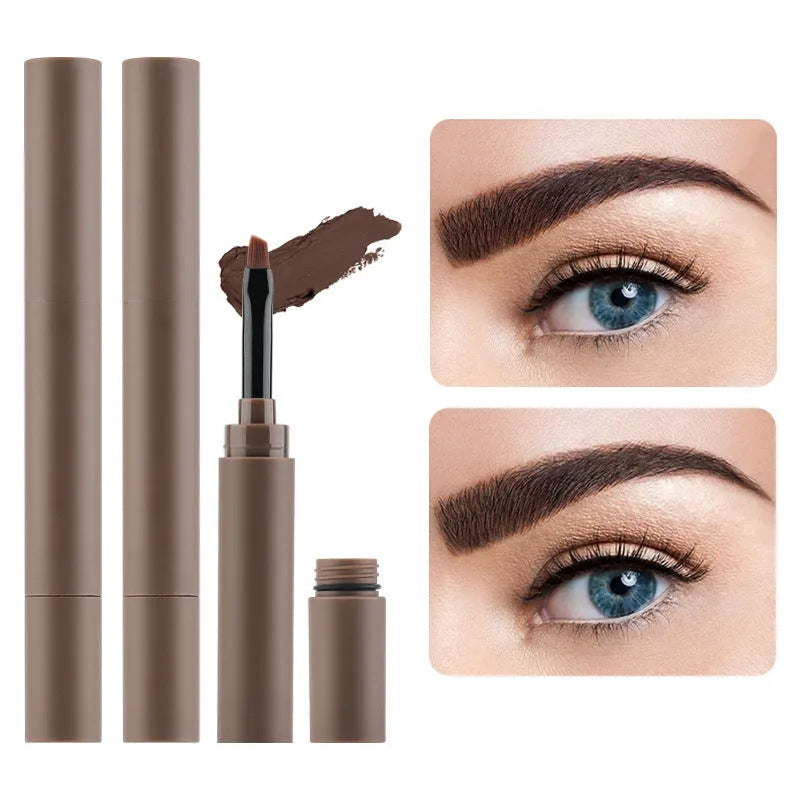 Dual-ended eyebrow cream for natural brow shaping and filling in five colour shades.