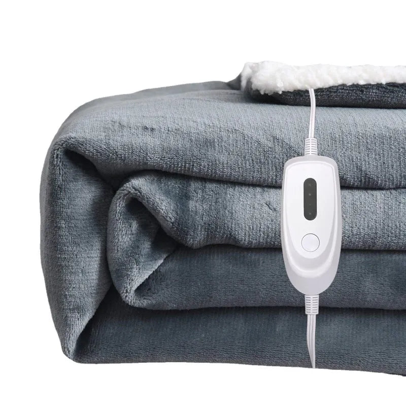 Grey USB electric heating blanket with intelligent temperature control showing 70x100cm dimensions