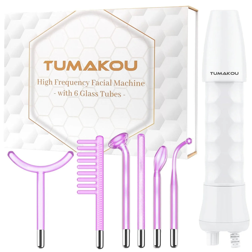 Purple six-piece high-frequency electrotherapy rod set for commercial skin rejuvenation with multiple accessory heads