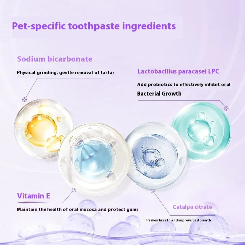 White and blue pet toothbrush pen for dog and cat teeth cleaning.