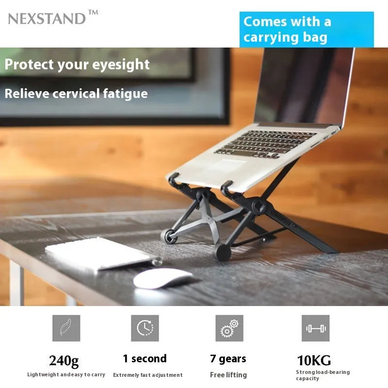 Portable folding computer bracket in sagacious black with carrying case and 40cm dimensions