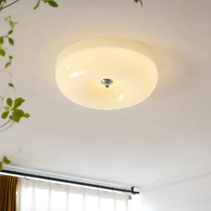 Cream American-style bedroom ceiling lamp with three-colour light selection