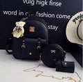Floral three-piece bag set for women including backpack, shoulder bag and card bag in PU leather