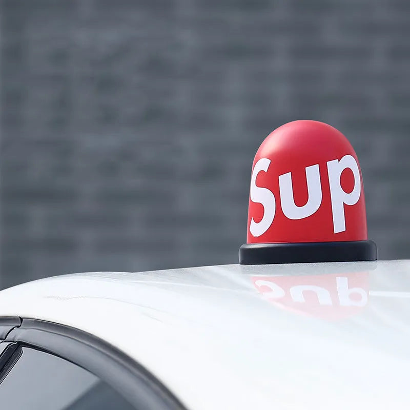 Creative car roof ornament with 3M adhesive stickers, 10cm x 8.5cm x 10cm, black or red colour options for vehicle exterior decoration