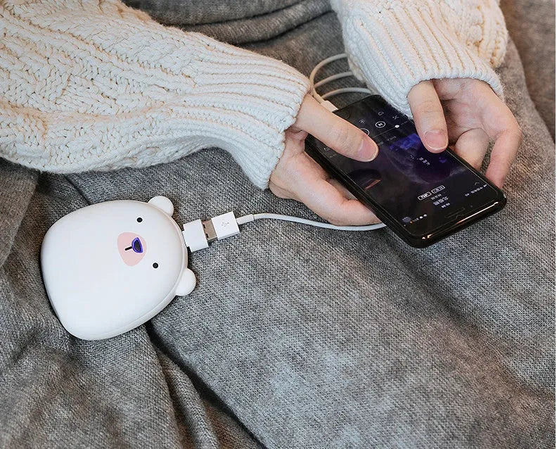 USB rechargeable electric hand warmers with cartoon penguin and polar bear designs