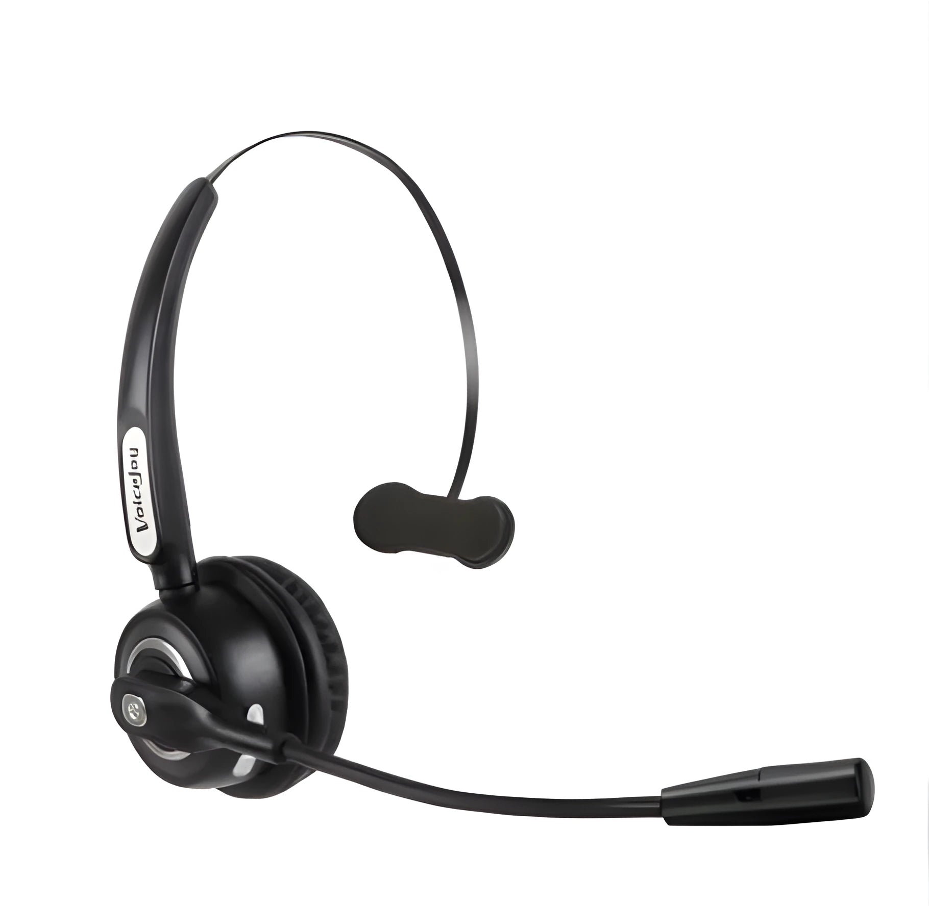 Bluetooth headset with microphone designed for truck drivers and office use, featuring noise-cancelling technology.