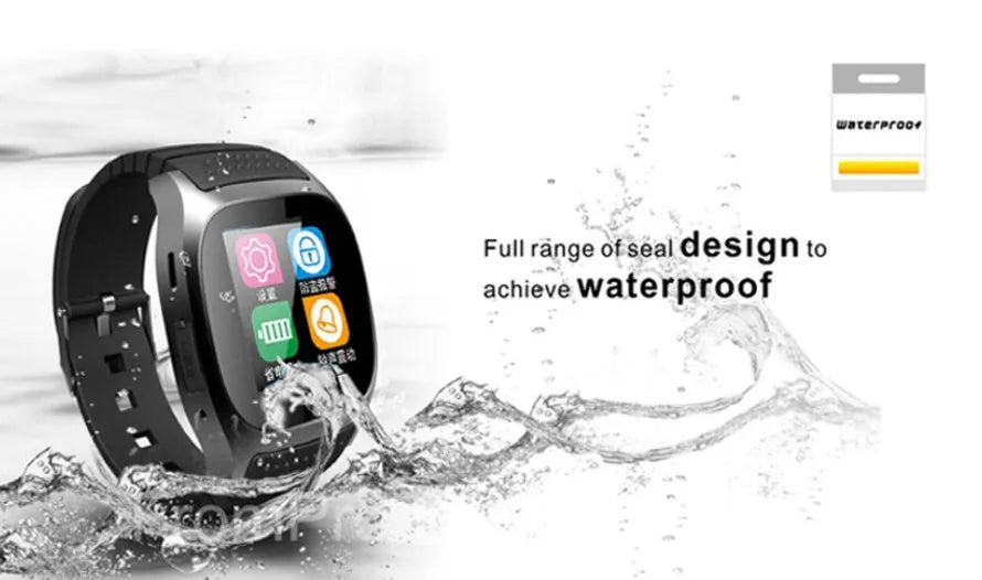 Smart Bluetooth sports watch in black white blue colours with fitness tracking features
