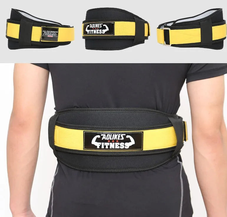Nylon fitness weightlifting waistband for adult training in black, red or yellow colours