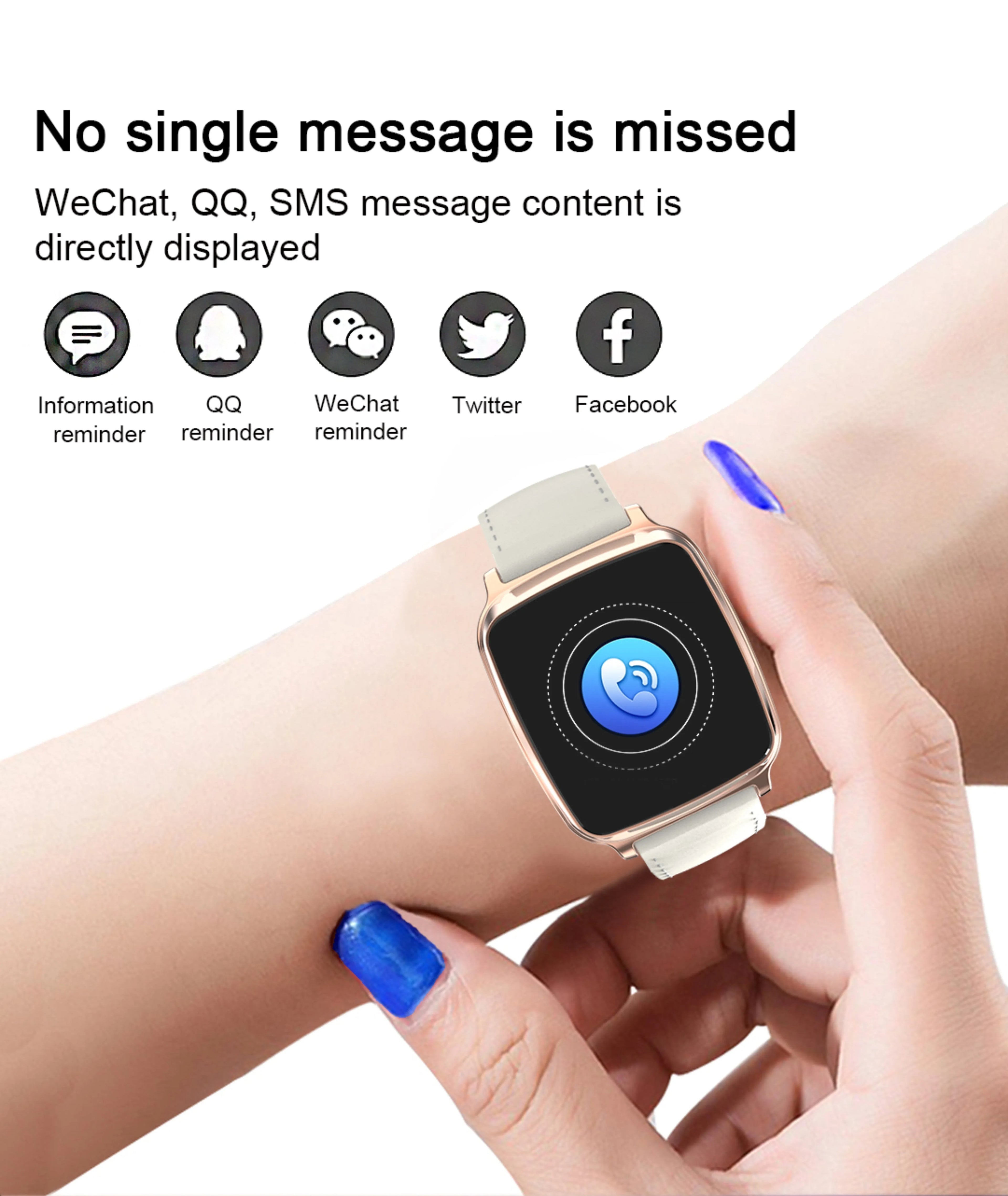 M8 smart fitness bracelet showing heart rate monitoring on screen, in black colour with metallic clasp.