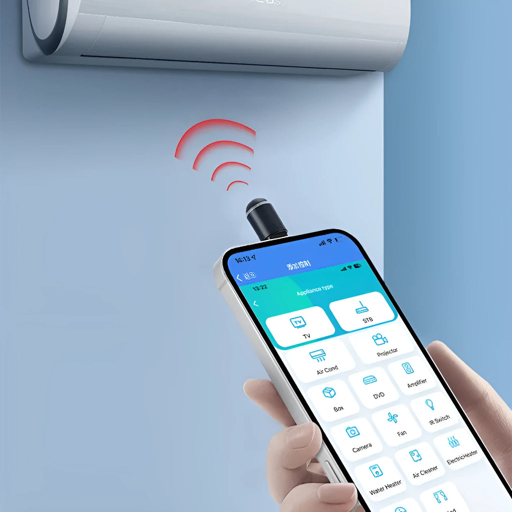 Capsule infrared remote control emitter for smartphones with Lightning, Type-C and Micro-USB interfaces