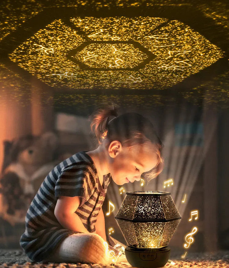 Children's rotating star night light with LED illumination and three colour modes