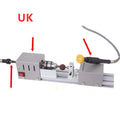 Mini manual woodworking lathe in silver metal finish with 140mm processing capacity