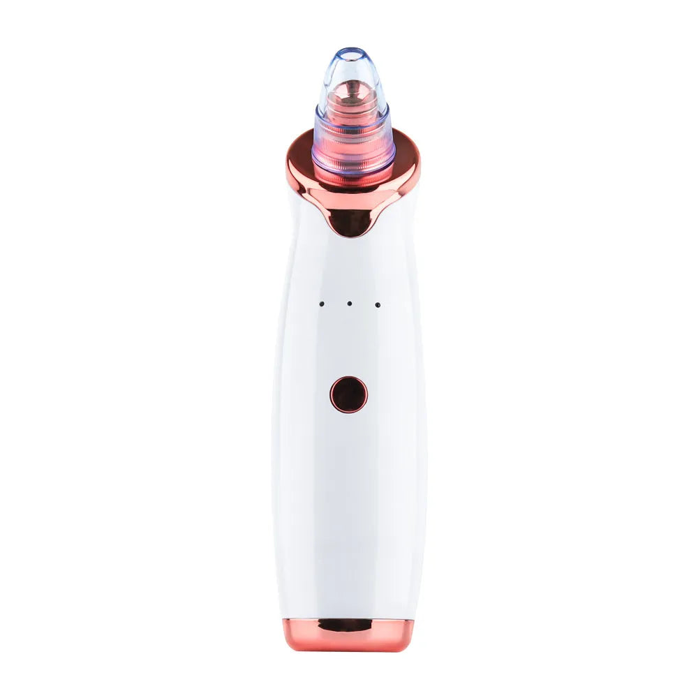 Electric blackhead remover device with interchangeable nozzles in black colour.