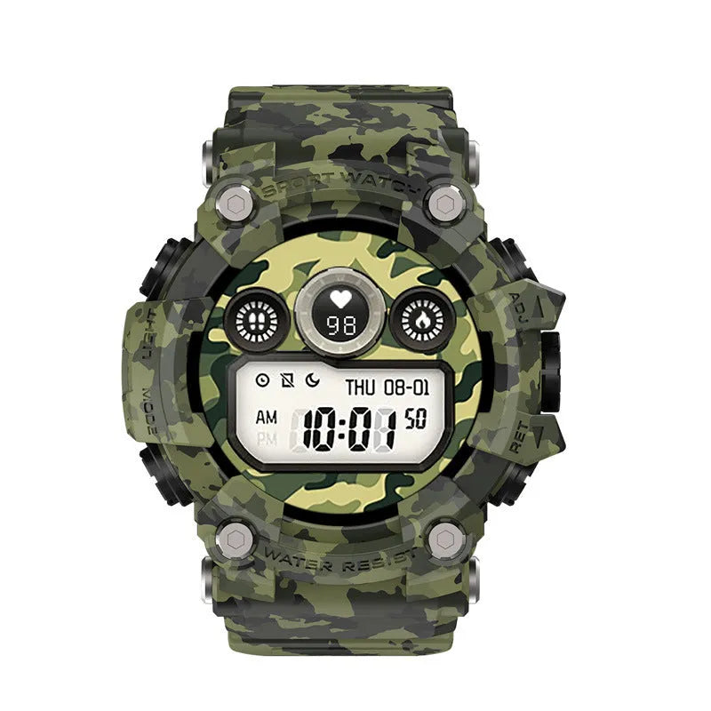 T6 Tactical Smart Watch with 1.3-inch screen on anti-sweat wristband in Black or Green colour