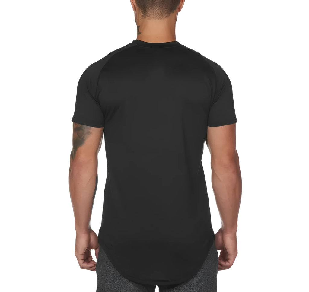 Mens plain cotton blend gym shirt in army green colour with optional letter print design for fitness workouts