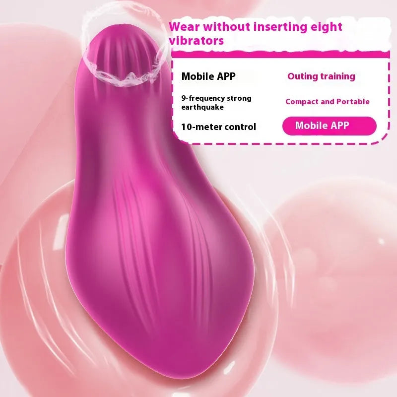 Rose red butterfly-shaped wearable female massager with USB charging port and mobile app control