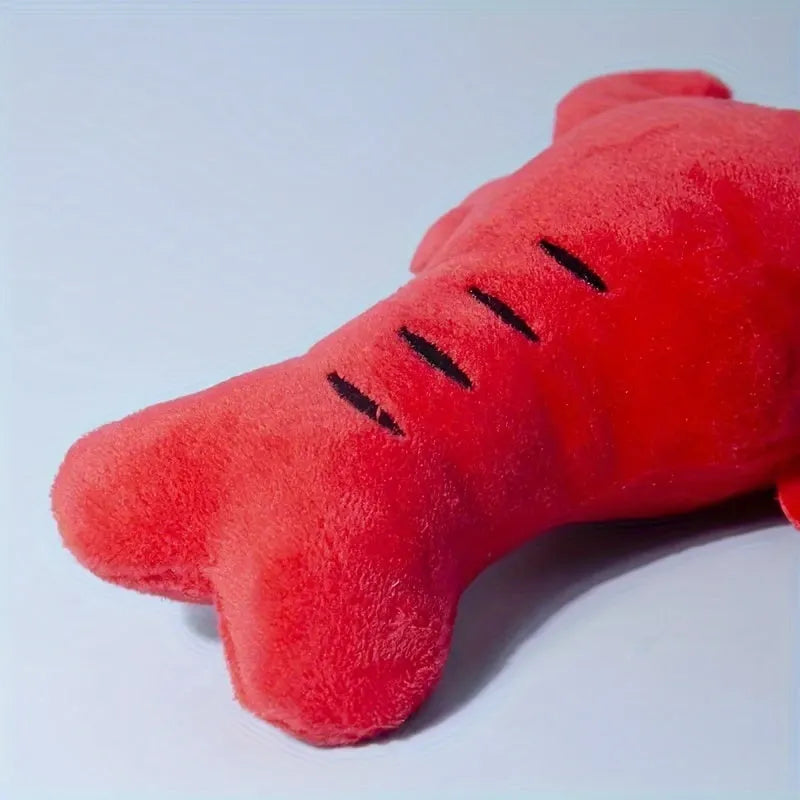 Red lobster crab shaped plush dog toy with squeaker for small medium breeds