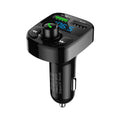 HY82 car MP3 player and Bluetooth FM transmitter with dual USB charging ports plugged into a car dashboard.