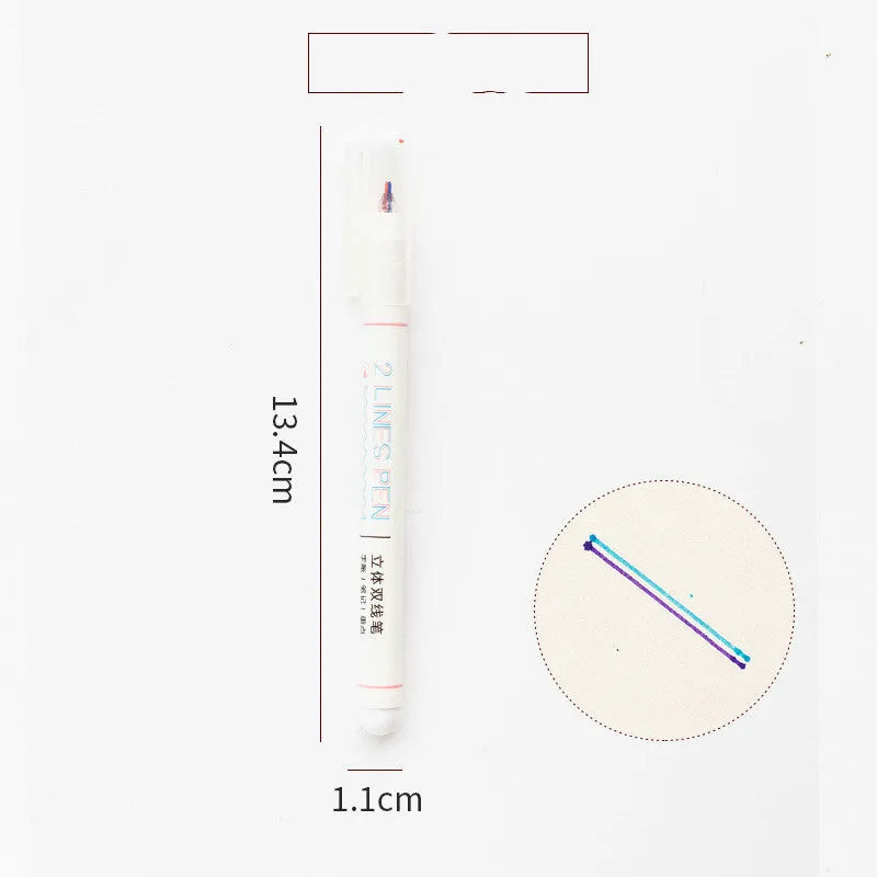 Two-colour student highlighter pen with 0.5mm tip for precise text marking