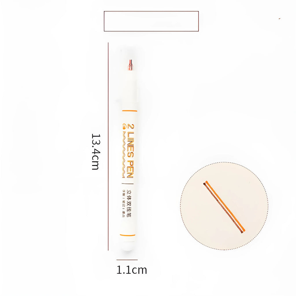 Two-colour student highlighter pen with 0.5mm tip for precise text marking