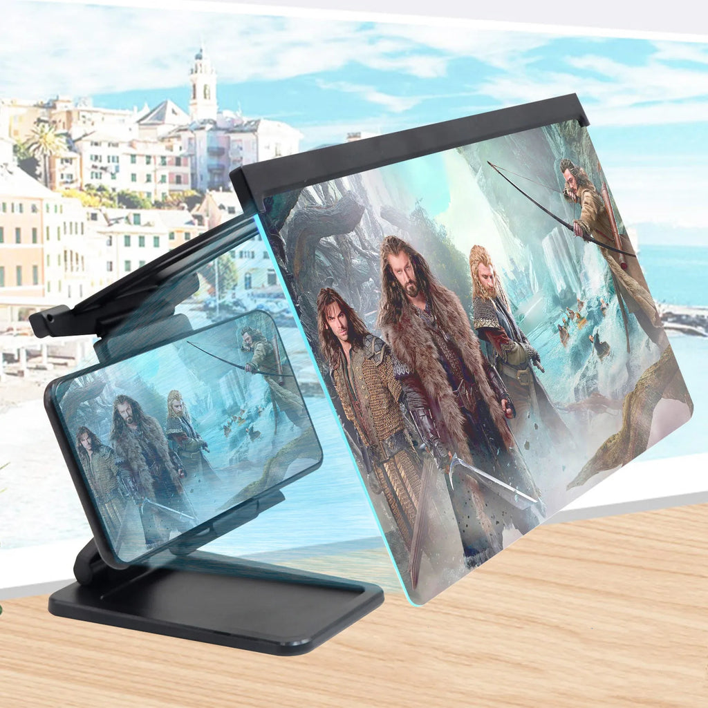 L20 black mobile phone screen magnifier with acrylic lens and separate stand on a table.