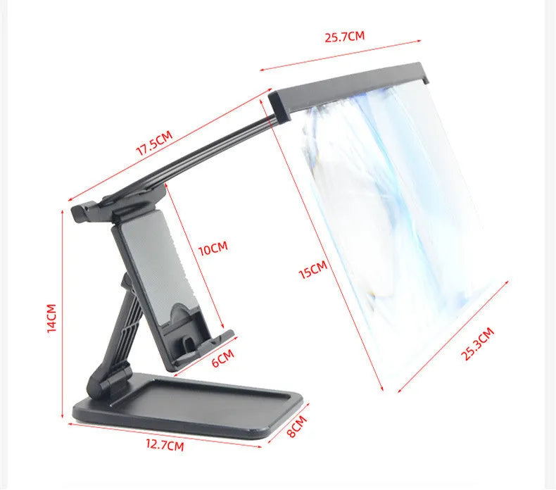 L20 black mobile phone screen magnifier with acrylic lens and separate stand on a table.